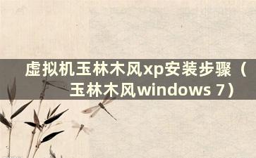 虚拟机玉林木风xp安装步骤（玉林木风windows 7）